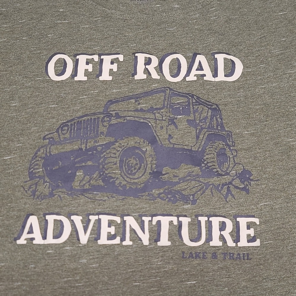 Lake & Trail Off Road Adventure T-Shirt Mens XL Green Short Sleeve Graphic Tee